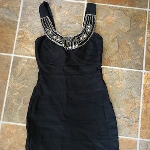 🖤SOLD🖤 Black dress with decorated neckline